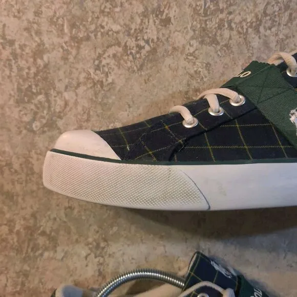 Vintage Polo Ralph Lauren Shoes Mens 11.5 D Plaid Check Sneakers Great Shape!