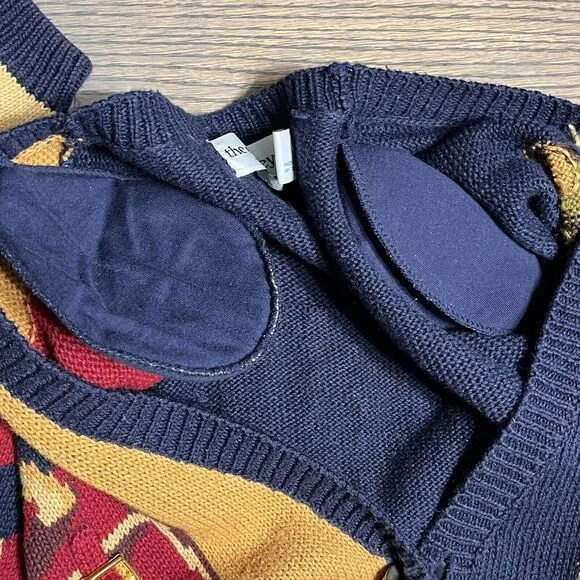 Vintage Purses‎ Shoes Hats Blue Cardigan Hand Knit Sweater Large Eagles Eye Y2K