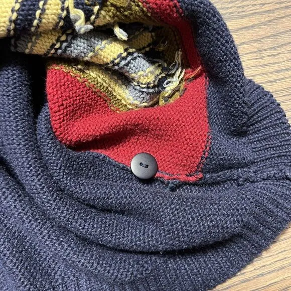 Vintage Purses‎ Shoes Hats Blue Cardigan Hand Knit Sweater Large Eagles Eye Y2K