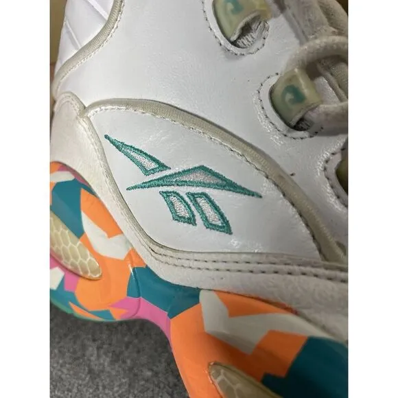 Vintage Reebok Question Mid White Noise Allen Iverson Shoes Mens Size 9.5