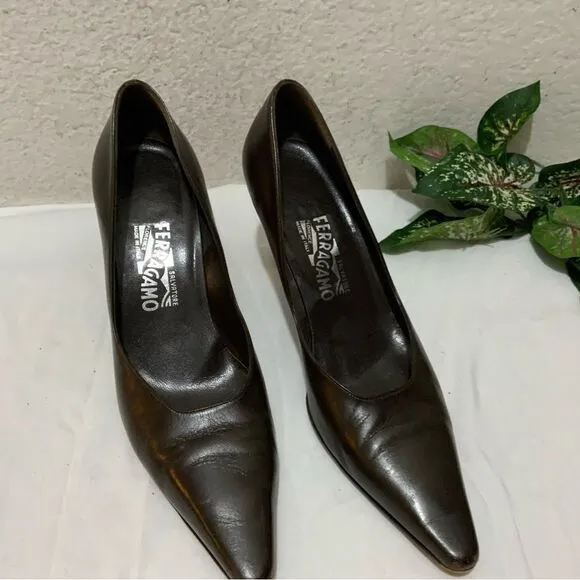 Vintage Salvatore Ferragamo brown leather shoes 8.5 2A