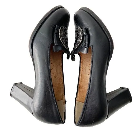 Vintage Salzburger Trachten Buckle Leather Heels in Size EU 37 Made in Italy