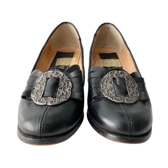 Vintage Salzburger Trachten Buckle Leather Heels in Size EU 37 Made in Italy