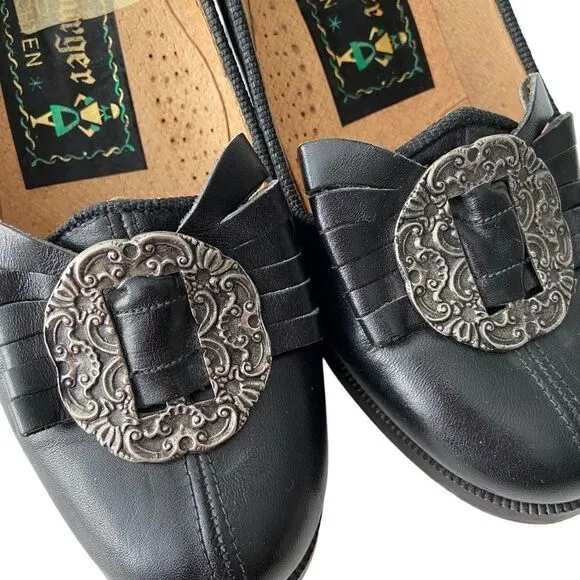 Vintage Salzburger Trachten Buckle Leather Heels in Size EU 37 Made in Italy