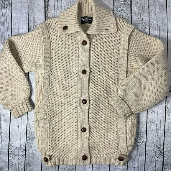 VINTAGE SPANNER 100% Wool Cardigan