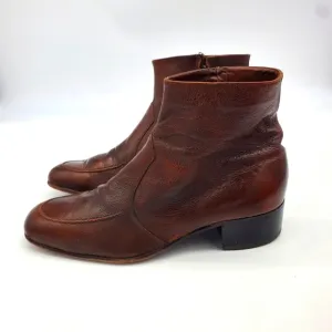 Vintage The Florsheim Shoes Men 11.5 Essex Moc Toe Zipper Leather Ankle Boots