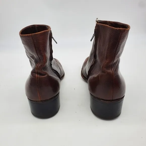 Vintage The Florsheim Shoes Men 11.5 Essex Moc Toe Zipper Leather Ankle Boots