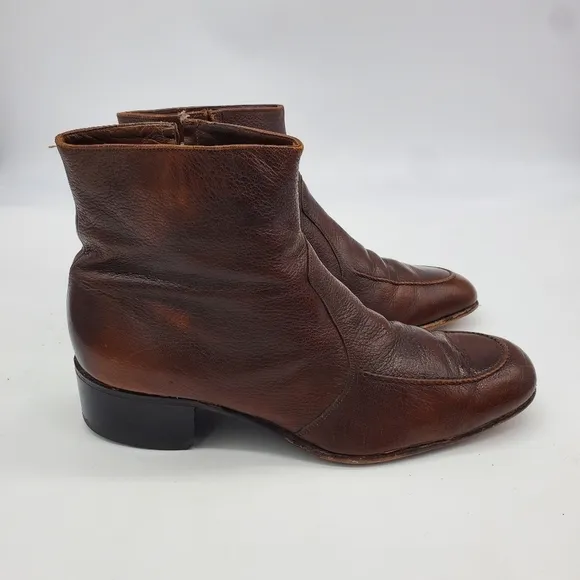 Vintage The Florsheim Shoes Men 11.5 Essex Moc Toe Zipper Leather Ankle Boots