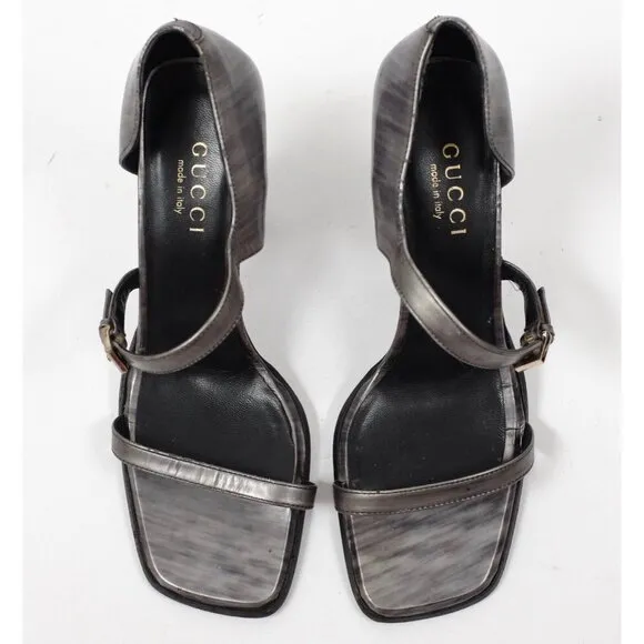 Vintage Tom Ford GUCCI 9.5 1990s sandals shoes strappy gray silver
