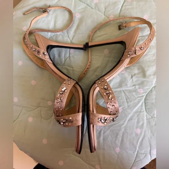VINTAGE Versace Tan Cream Beige  Sandals Raso   Strass Womenns size 38