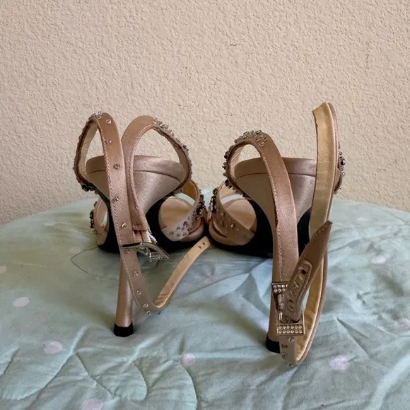 VINTAGE Versace Tan Cream Beige  Sandals Raso   Strass Womenns size 38