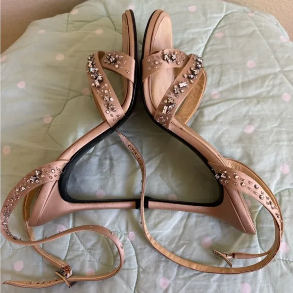 VINTAGE Versace Tan Cream Beige  Sandals Raso   Strass Womenns size 38