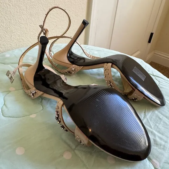VINTAGE Versace Tan Cream Beige  Sandals Raso   Strass Womenns size 38