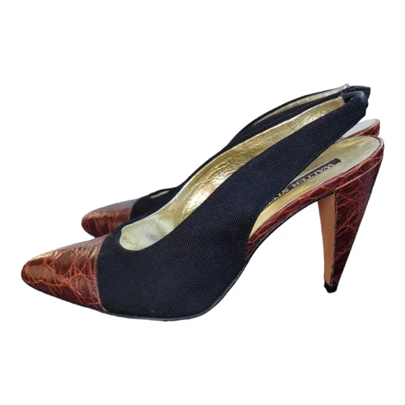 Vintage Walter Steiger brown crocodile print shoes ladies size 6.5/Italian Made