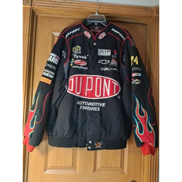 Vintage Y2K Jeff Hamilton Jeff Gordon Black DuPont Nascar Racing Jacket XL