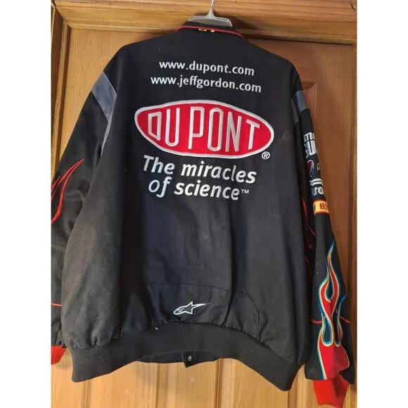 Vintage Y2K Jeff Hamilton Jeff Gordon Black DuPont Nascar Racing Jacket XL