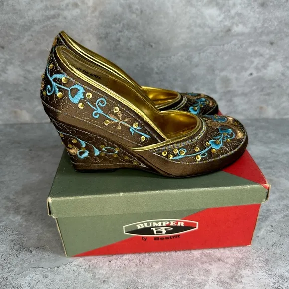 Vintage Y2K Naughty Monkey Rani shoes chunky wedge heels 8