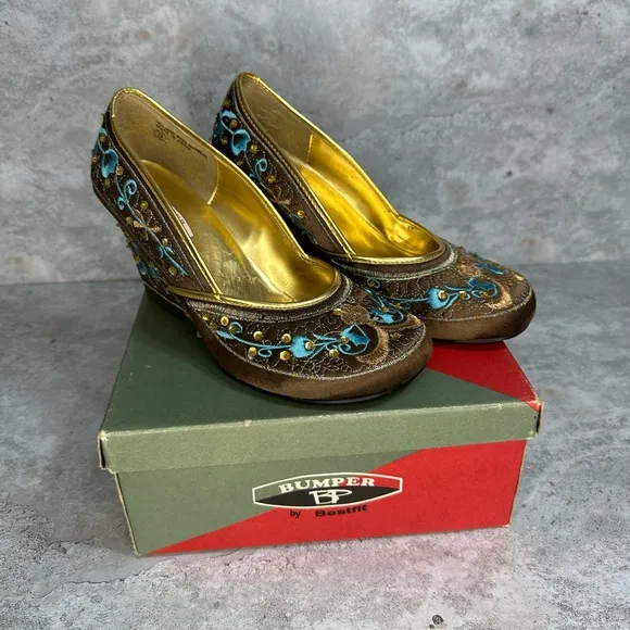 Vintage Y2K Naughty Monkey Rani shoes chunky wedge heels 8