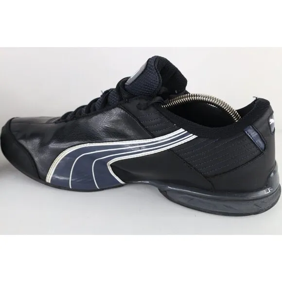 Vintage Y2K Puma Mens Size 11.5 D Distressed Spell Out Sneakers Shoes Black