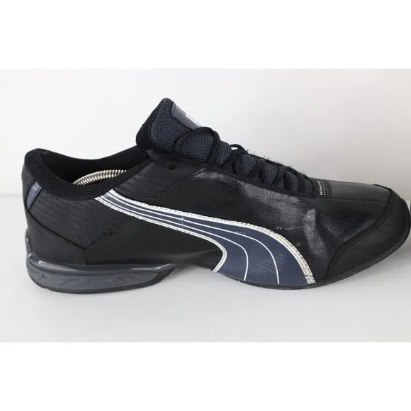 Vintage Y2K Puma Mens Size 11.5 D Distressed Spell Out Sneakers Shoes Black