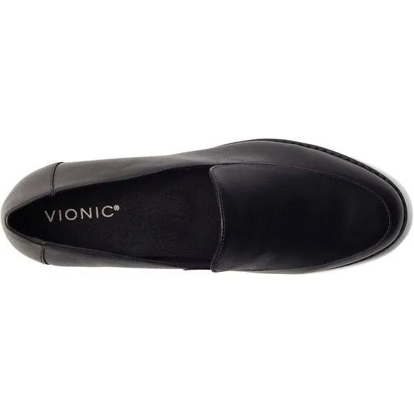 Vionic Kensley Flat Womens US 8 Black Nappa Leather Slip On Loafer Shoes ZPO1955