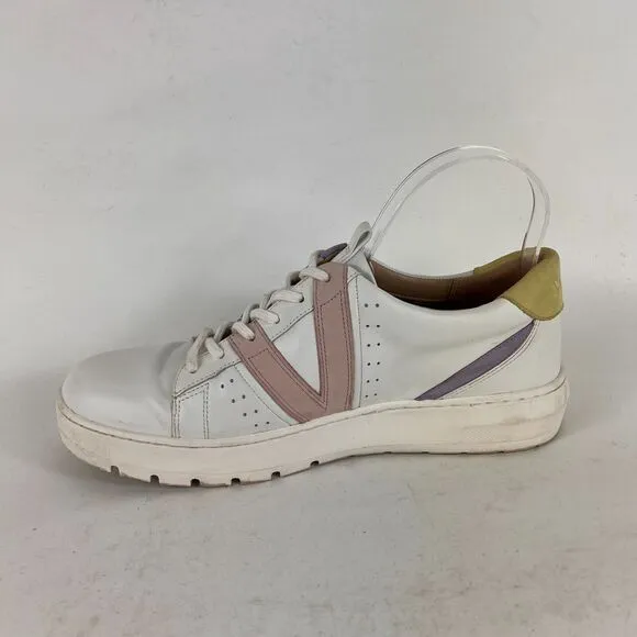 Vionic Simasa women's size 9 white leather pink purple minimalist sneakers shoes