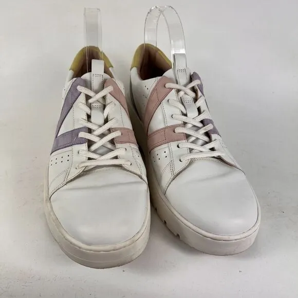 Vionic Simasa women's size 9 white leather pink purple minimalist sneakers shoes