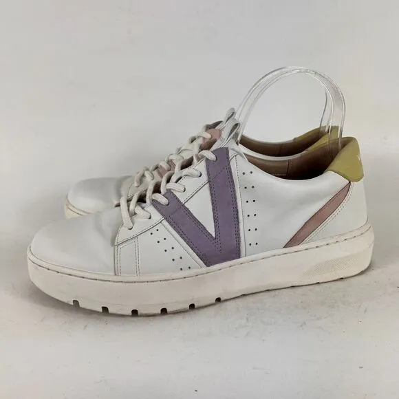 Vionic Simasa women's size 9 white leather pink purple minimalist sneakers shoes