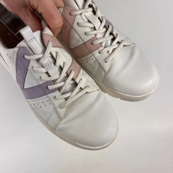 Vionic Simasa women's size 9 white leather pink purple minimalist sneakers shoes