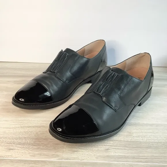 VIONIC Women Jayla Slip-On Leather Oxford Black Flats 9.5 Academia Preppy