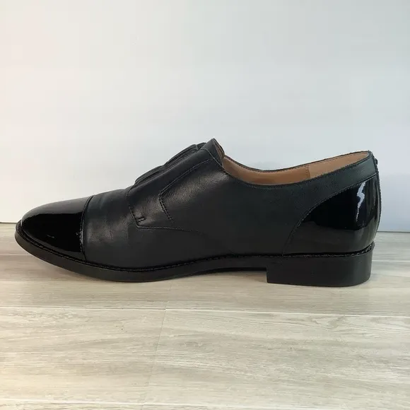 VIONIC Women Jayla Slip-On Leather Oxford Black Flats 9.5 Academia Preppy
