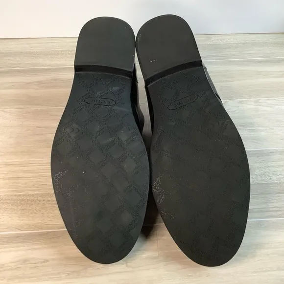 VIONIC Women Jayla Slip-On Leather Oxford Black Flats 9.5 Academia Preppy