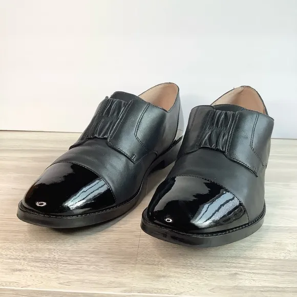 VIONIC Women Jayla Slip-On Leather Oxford Black Flats 9.5 Academia Preppy