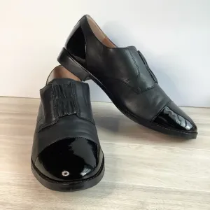 VIONIC Women Jayla Slip-On Leather Oxford Black Flats 9.5 Academia Preppy