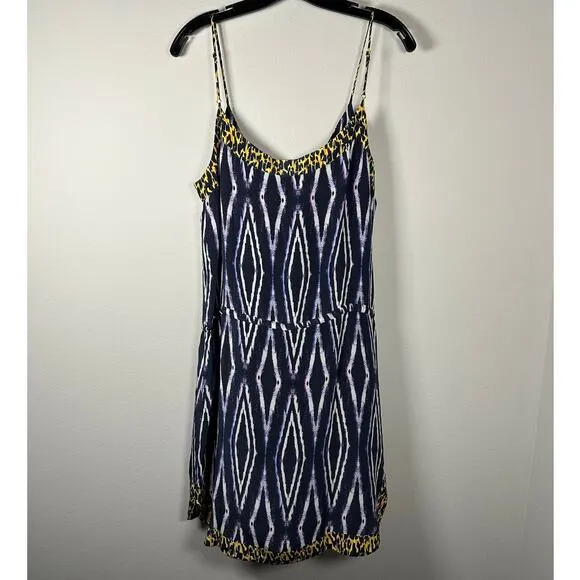 Vix By Paula Hermanny Moorish Print Silk Bliss Tie Mini Dress Size Large