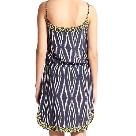 Vix By Paula Hermanny Moorish Print Silk Bliss Tie Mini Dress Size Large