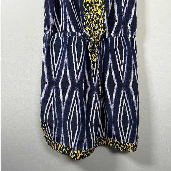 Vix By Paula Hermanny Moorish Print Silk Bliss Tie Mini Dress Size Large