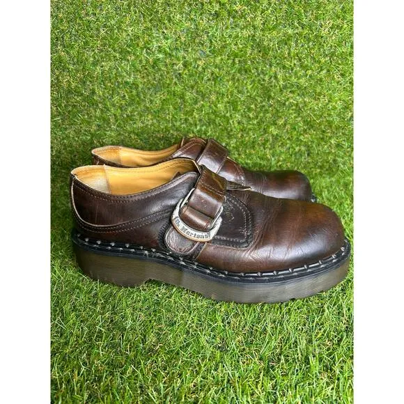 VTG 90s Dr Martens Chunky Platform Monk Strap Leather Loafers MIE 8314 9