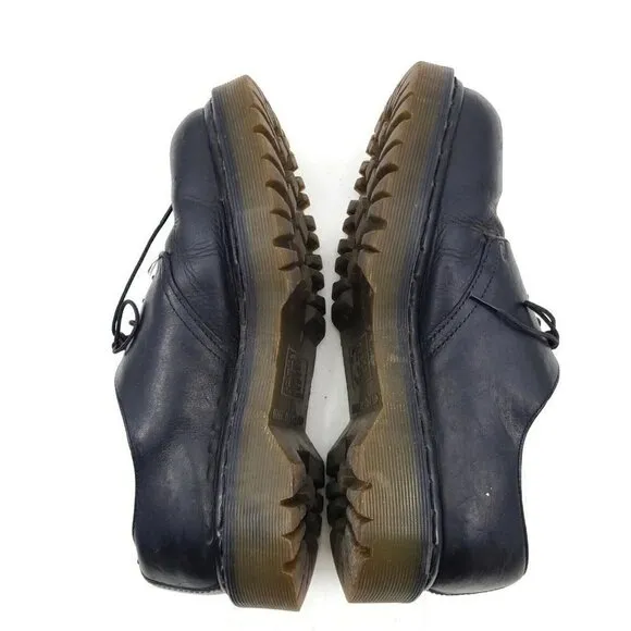 VTG Doc Martens 4 Hole Black Leather Shoes Mens Size 6 Low Top England