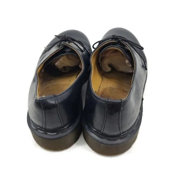 VTG Doc Martens 4 Hole Black Leather Shoes Mens Size 6 Low Top England