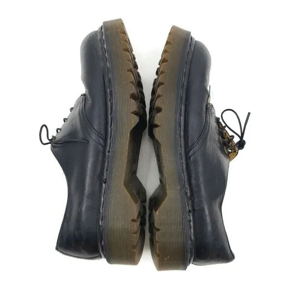 VTG Doc Martens 4 Hole Black Leather Shoes Mens Size 6 Low Top England