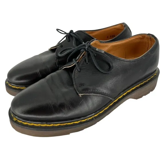 Vtg Dr Doc Martens Made in England Chunky Oxford US 7 Platform Shoes Black J132