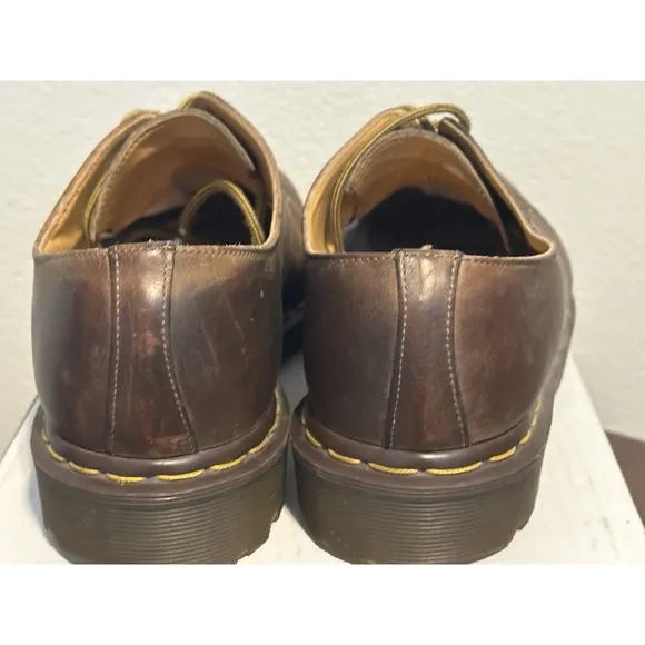 VTG Dr Doc Martens Men 10 Shoes Brown Leather Oxford 4 Eye AW04 MADE IN ENGLAND
