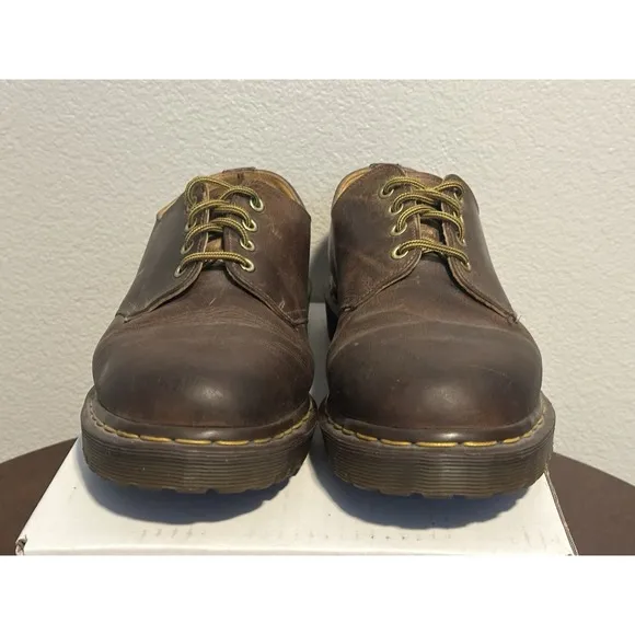 VTG Dr Doc Martens Men 10 Shoes Brown Leather Oxford 4 Eye AW04 MADE IN ENGLAND