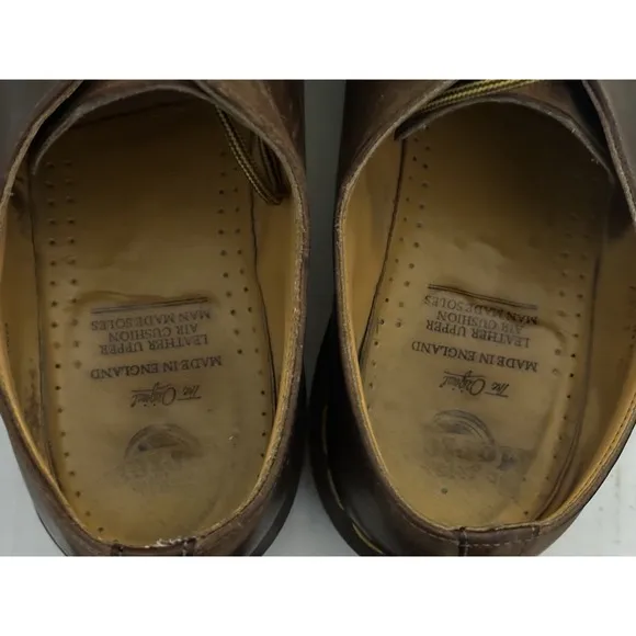 VTG Dr Doc Martens Men 10 Shoes Brown Leather Oxford 4 Eye AW04 MADE IN ENGLAND