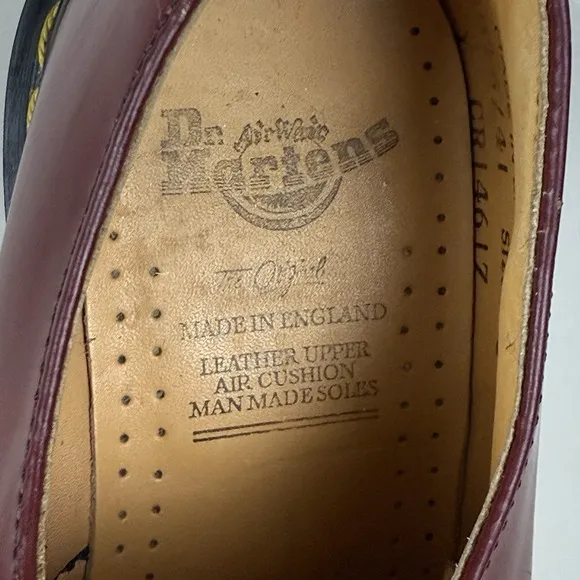 Vtg Dr Martens made in England Oxford Shoes Burgundy Cherry Womens US 7 (UK 5)