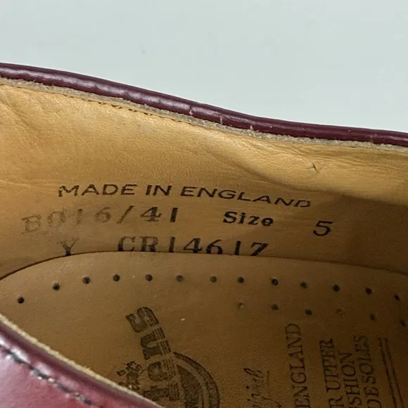 Vtg Dr Martens made in England Oxford Shoes Burgundy Cherry Womens US 7 (UK 5)