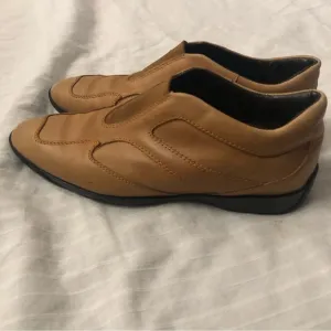 Vtg Hogan Women's Tan Bowling Style Oxford Shoes Italian Made Athletic Size 7.5