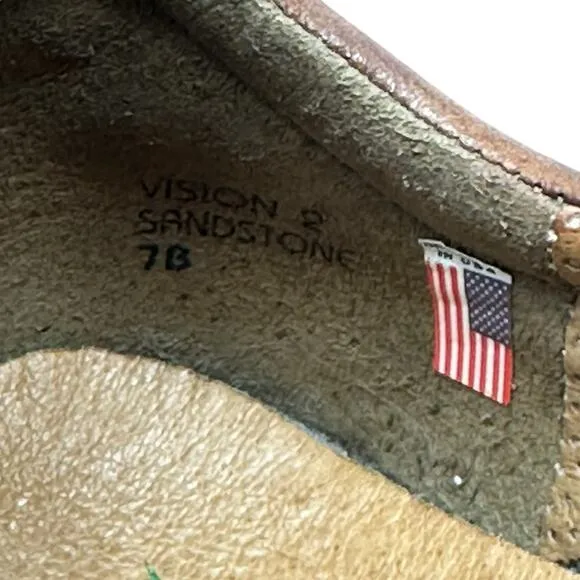 VTG Kalso Earth Comfort Shoes Womens 7B Brown Leather Strappy Loafer Flats USA