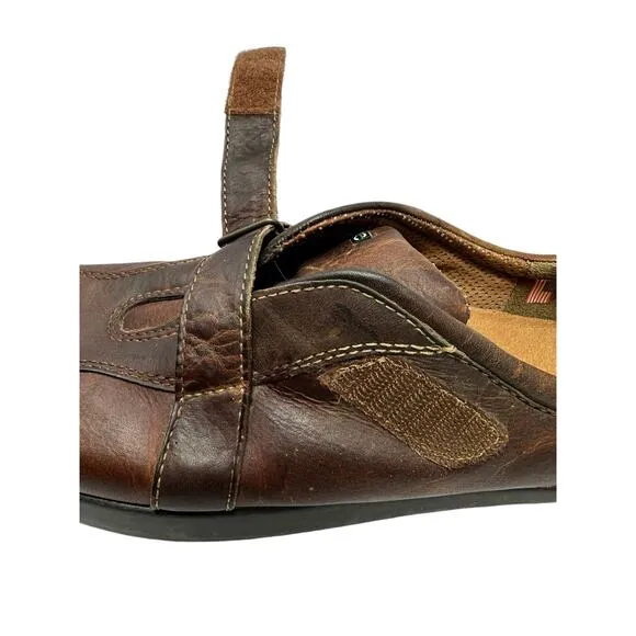 VTG Kalso Earth Comfort Shoes Womens 7B Brown Leather Strappy Loafer Flats USA
